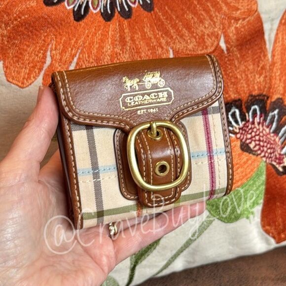 COACH BLEECKER TATTERSALL MULTICOLOR LEATHER BUCKLE FRAMED, LTD ED STYLE 40946 - Picture 1 of 17